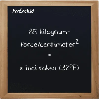 Contoh konversi kilogram-force/centimeter<sup>2</sup> ke inci raksa (32<sup>o</sup>F) (kgf/cm<sup>2</sup> ke inHg)
